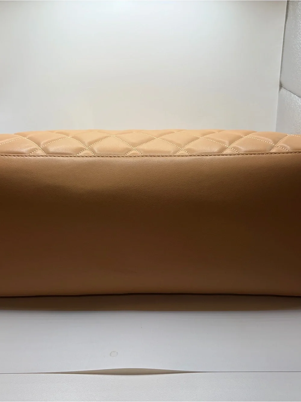 kate spade Quilted Tan Leather Shoulder Bag with Gold Chain